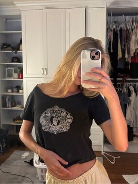 Brandy Melville Black Graphic Short-Sleeve Tee